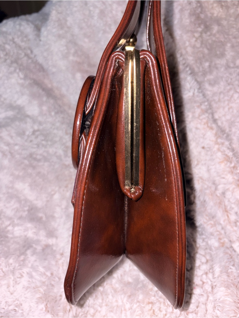 Vintage Brown Faux Leather Handbag - Picture 9 of 11